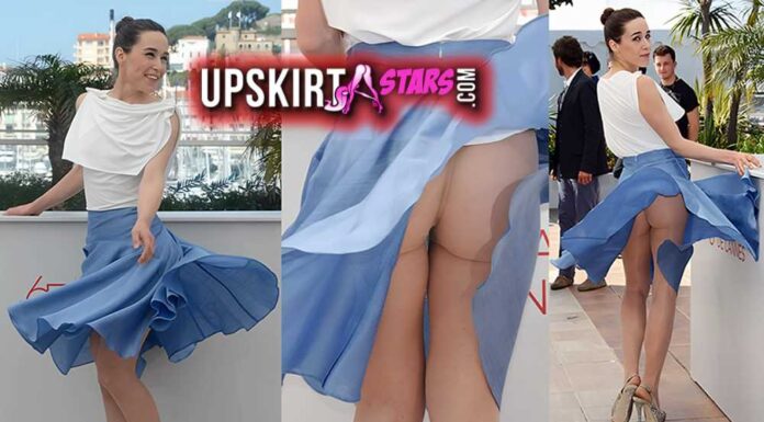 Arta Dobroshi’s skirt blew up in the wind at Cannes, her buttocks were visible through her pantyhose