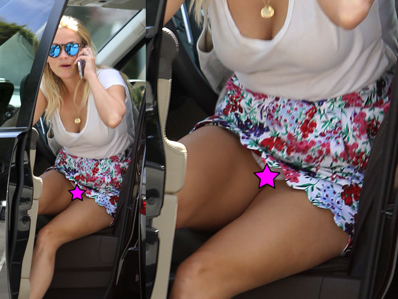 Reese Witherspoon Lace Pantie Upskirt in the Parking Lot.