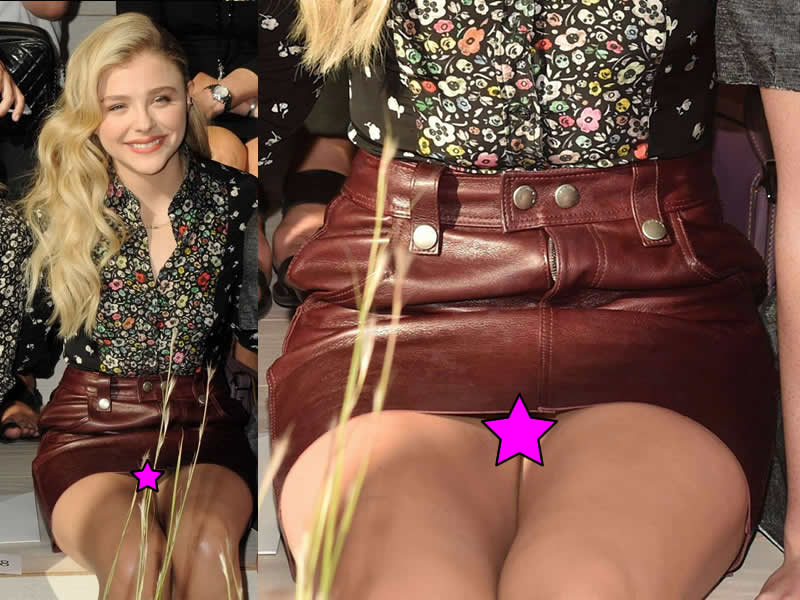 Chloe Moretz Slight Pantie Upskirt Peek. 