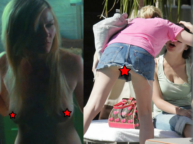 Kirsten Dunst Nipple and Upskirt Thong Ass.