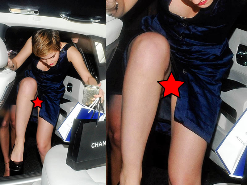 Emma Watson Black Panties Upskirt. 