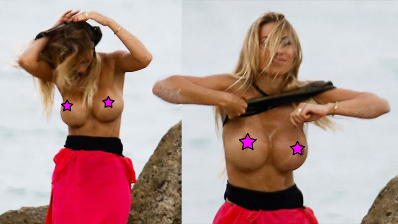 Maria Hering Caught Topless Changing on a Shoot.