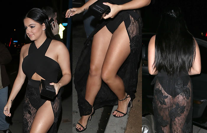 Ariel Winter upskirt - she shows off her panties while entering her car. 