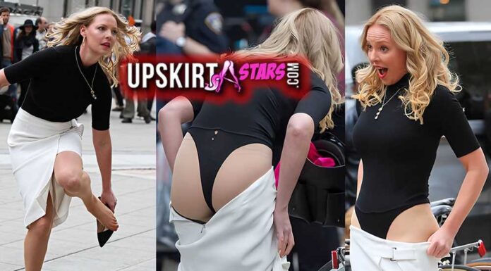 Katherine Heigl’s beautiful ass were photographed on a movie set where she was wearing nude-colored pantyhose