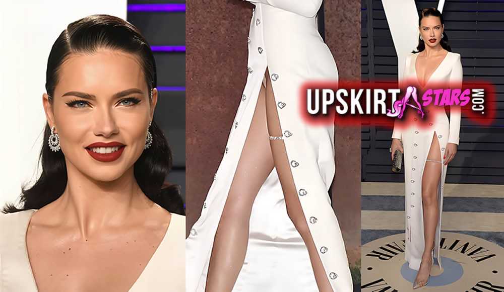 Adriana Lima's white panties was visible through the high slit-UPSKIRTSTARS