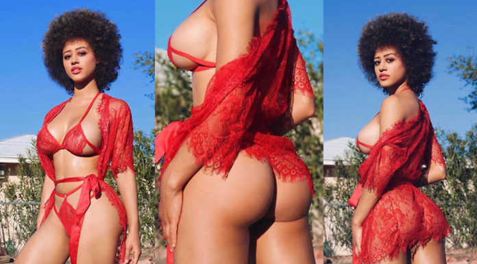 Stormi Maya Upskirt Ass – Red Lingerie Photoshoot 2019