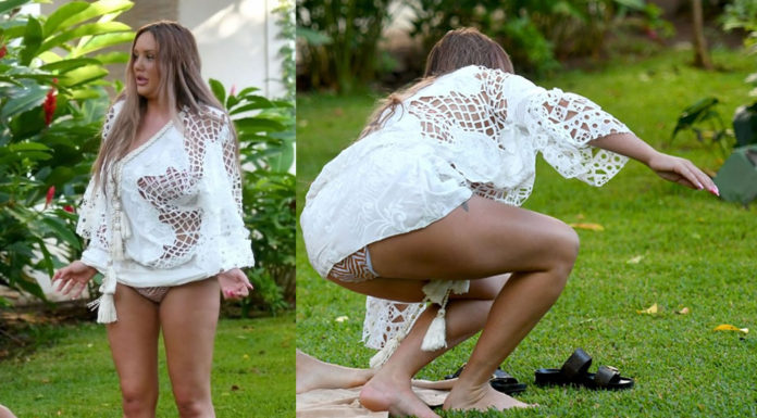 Charlotte Crosby upskirt showing off her curves for one last time before having boobs implants removed