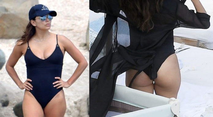 Eva Longoria upskirt ass – Holiday at the Shellona Beach in St Barts with their baby Santiago