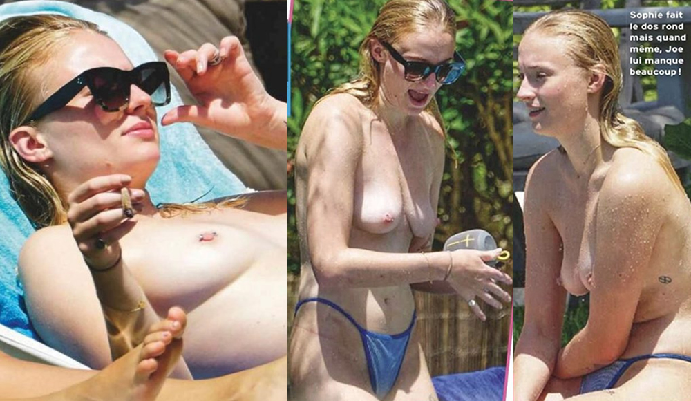 Sophie Turner Topless in from her vacation in Ibiza (July 2019). 