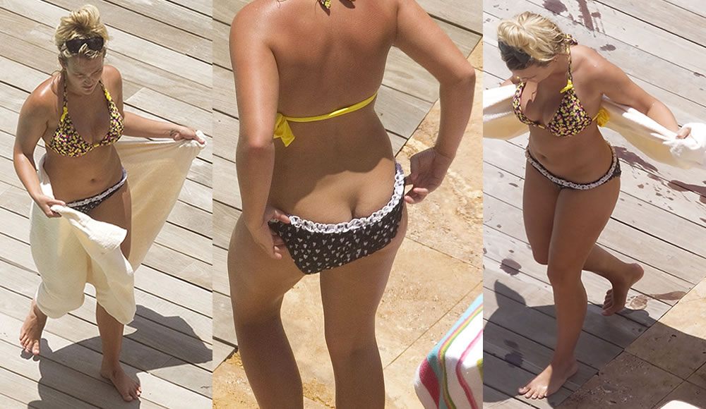 Jamie Lynn Spears in sexy upskirt ass with bikini at the pool-UPSKIRTSTARS....