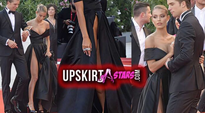 Jessica Goicoechea did no panties under her high-slit dress at the Venice Film Festival
