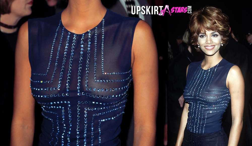HALLE BERRY in sheer dress and nipples Arrives at The Rolling-UPSKIRTSTARS