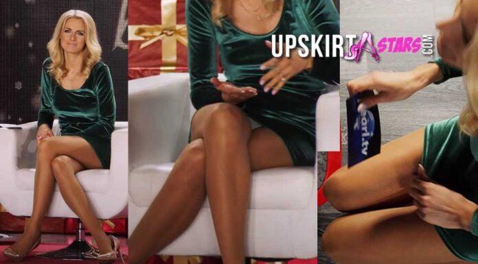 Anne-Kathrin Kosch in sexy white panties upskirt