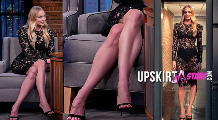 Sophie Turner shows off her perfect legs on Seth Meyers’ show