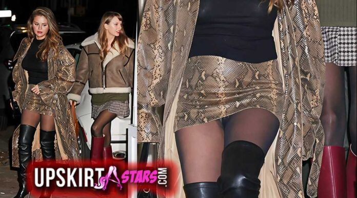 Selena Gomez wasn’t wearing a bra, and her panties were visible from under her skirt