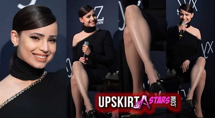 Sofia Carson shows off her beautiful, shimmering legs alongside an editor from Teen Vogue